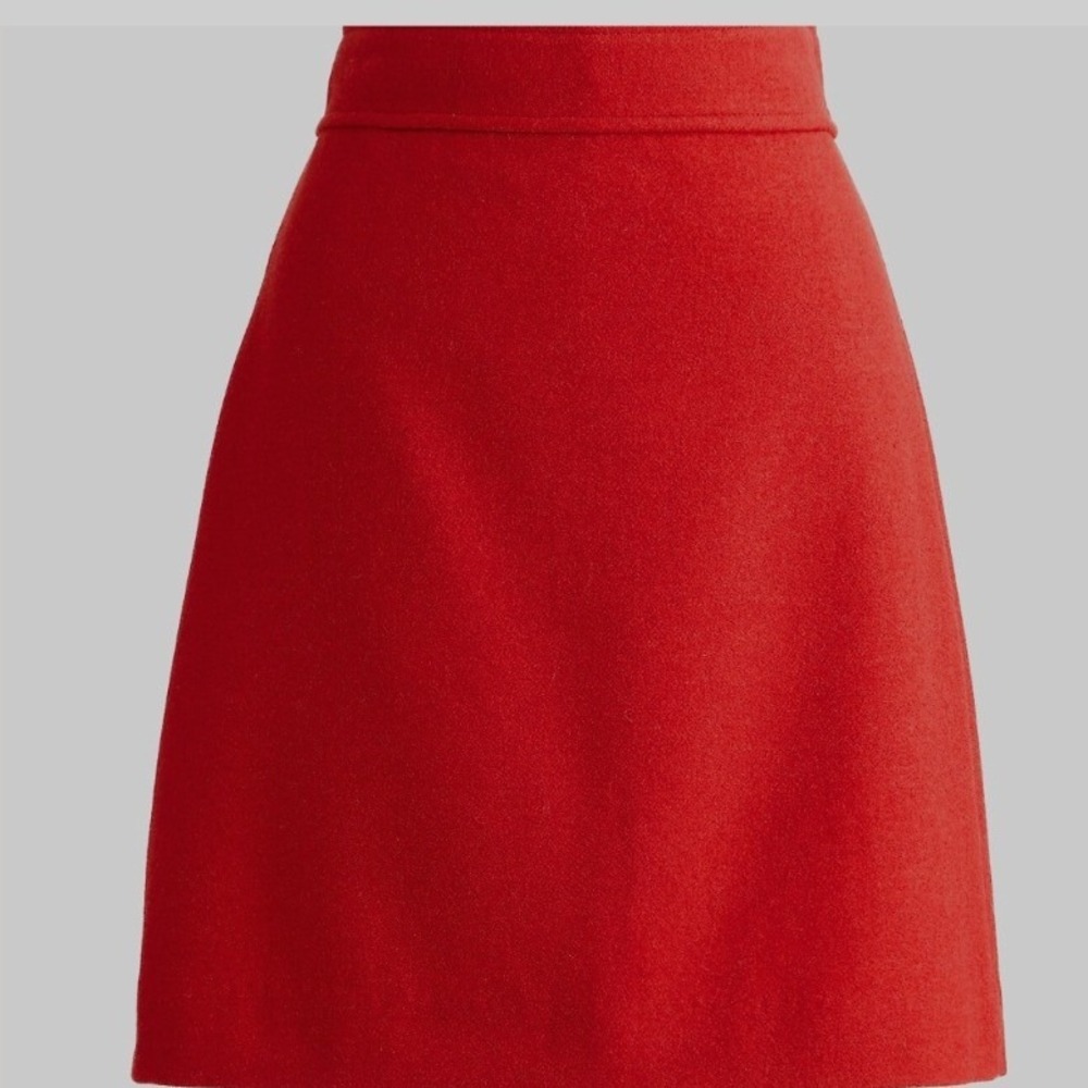 J.Crew Red Wool Blend A-Line Mini Skirt CP596 Size 6 NWT Slight Flaw $110‎